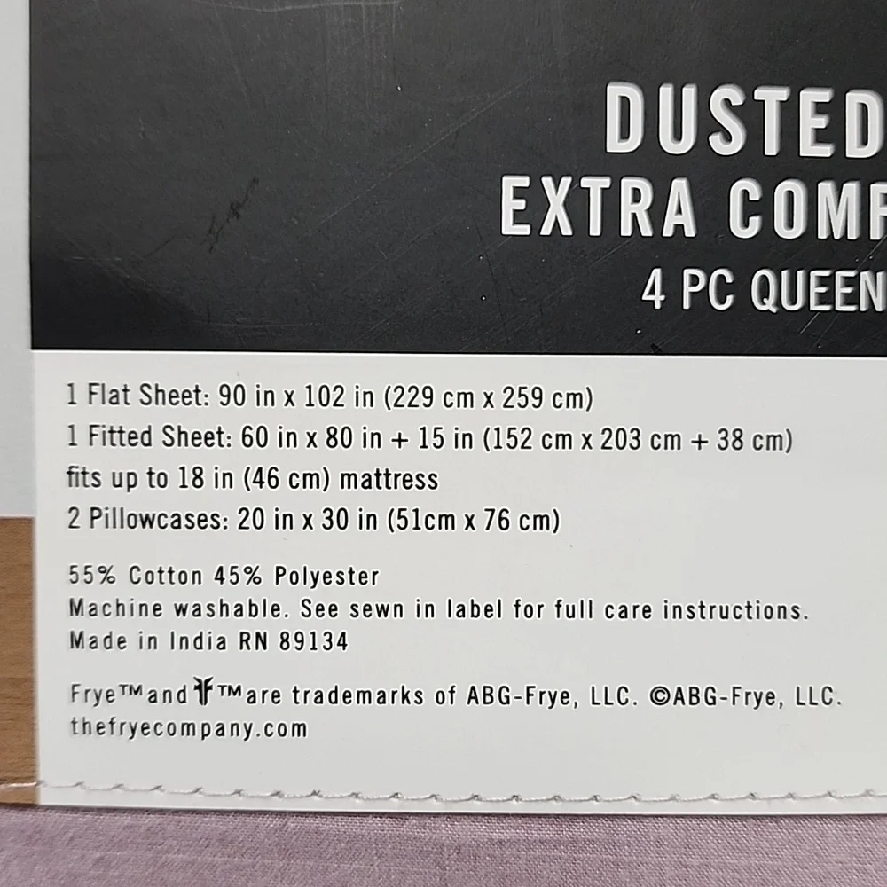 Frye Dusted Denim Extra Comfort Blend 4 Piece Queen Sheet Set - Soft Pink